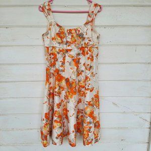 Madison Leigh Sleeveless Orange Floral Lined Dress Size 6